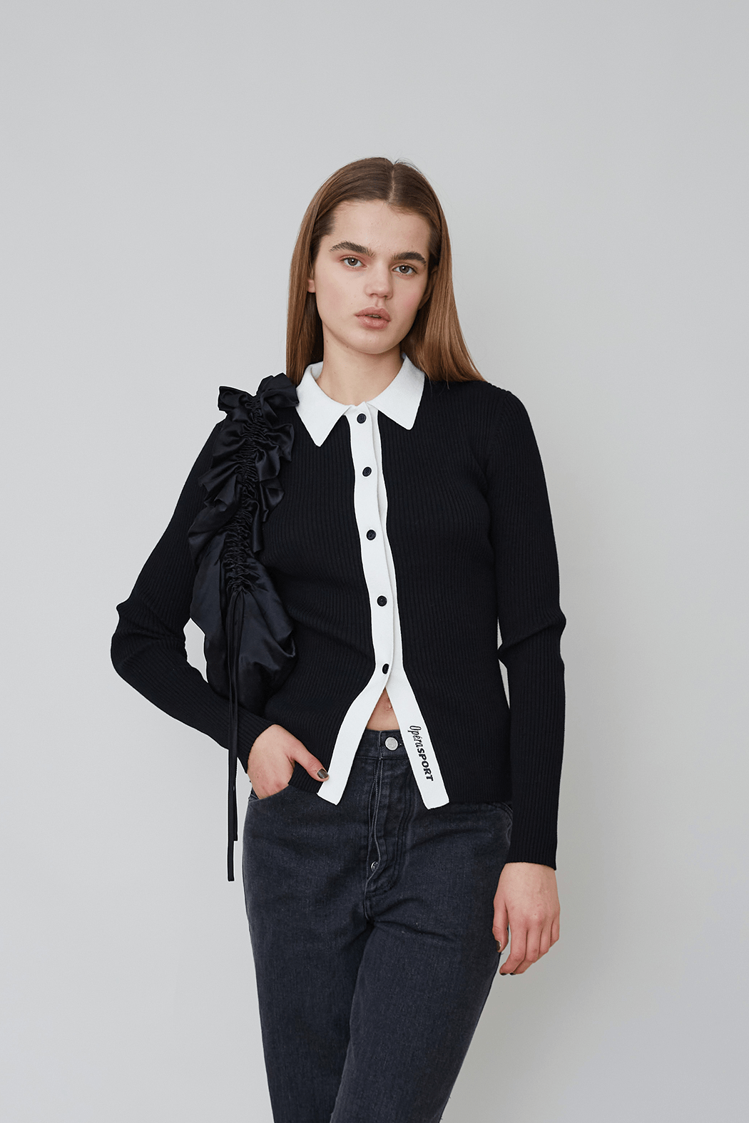OpéraSPORT - Marthe Polo Cardigan, Black OpéraSPORT - Marthe Polo Cardigan, Black