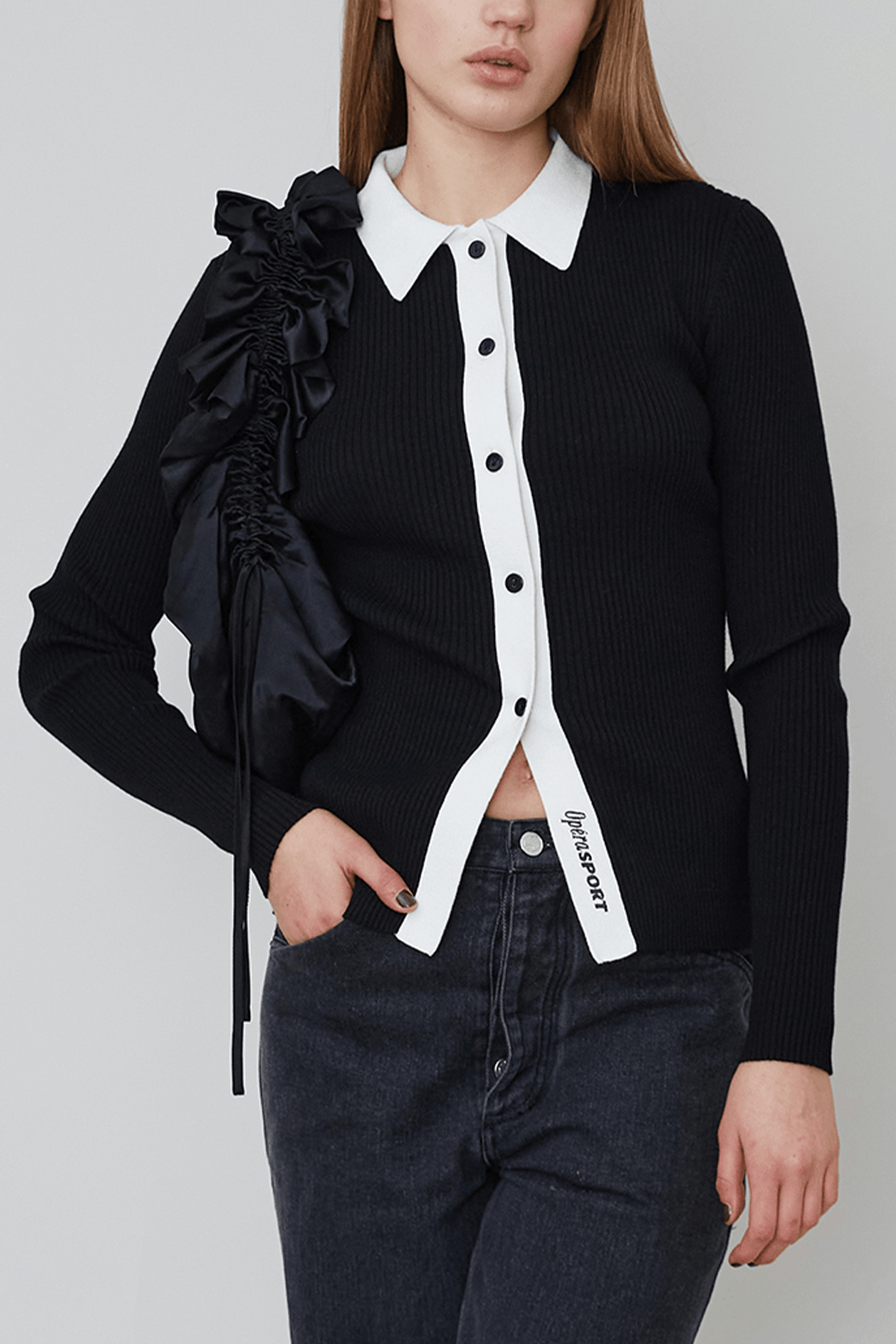 OpéraSPORT - Marthe Polo Cardigan, Black OpéraSPORT - Marthe Polo Cardigan, Black