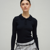 ARIANNA SEAMLESS POLO - BLACK