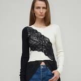 ASSUNTA SEAMLESS TOP - PRISTINE/BLACK
