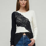 ASSUNTA SEAMLESS TOP - PRISTINE/BLACK