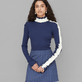 OpéraSPORT, AMÈLIE SEAMLESS TOP, Navy with white ruffels