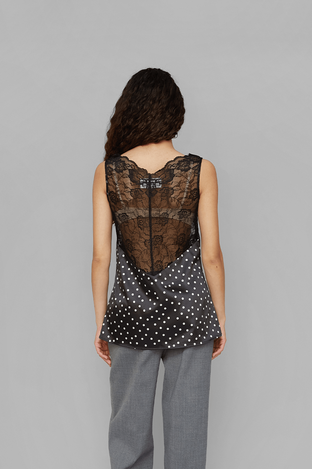 OpéraSPORT, CAMILA LACE TOP, Black Lace & White Dots