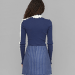 OpéraSPORT, AMÈLIE SEAMLESS TOP, Navy with white ruffels