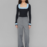 OpéraSPORT, ROSIE SEAMLESS TOP, Black with blue ruffels