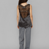 OpéraSPORT, CAMILA LACE TOP, Black Lace & White Dots
