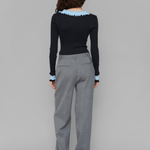 OpéraSPORT, ROSIE SEAMLESS TOP, Black with blue ruffels