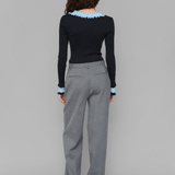 OpéraSPORT, ROSIE SEAMLESS TOP, Black with blue ruffels