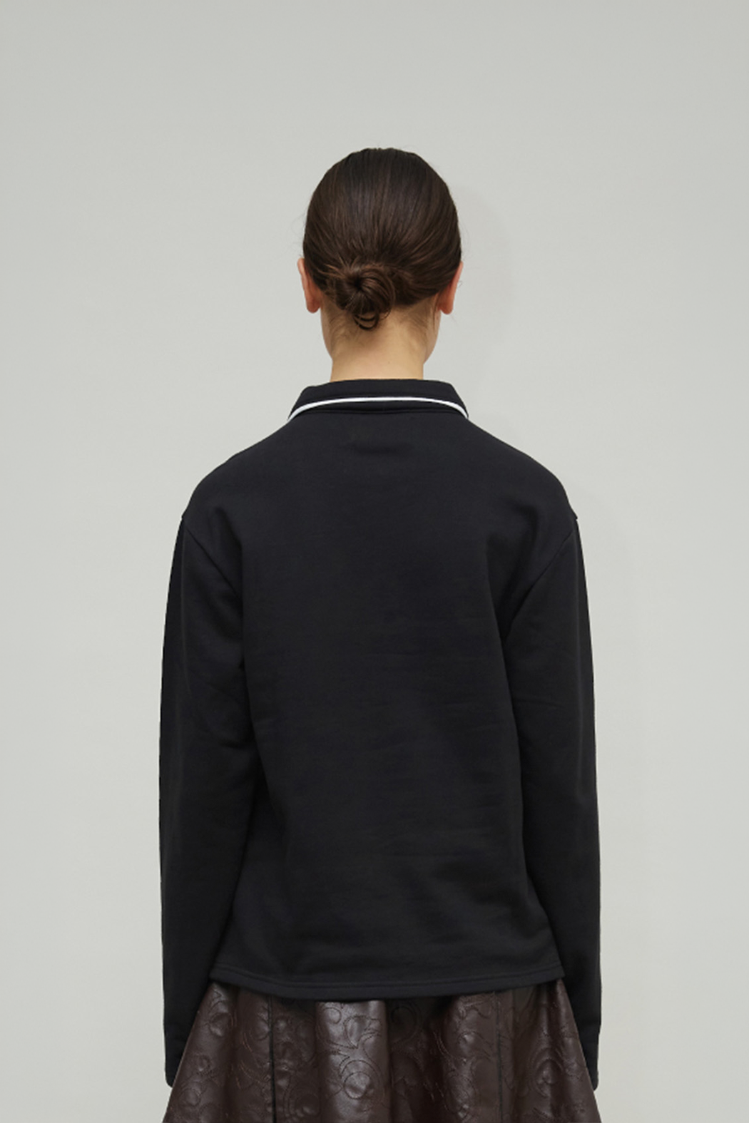 NICO UNISEX POLO SWEATER - BLACK/BROWN