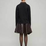 NICO UNISEX POLO SWEATER - BLACK/BROWN