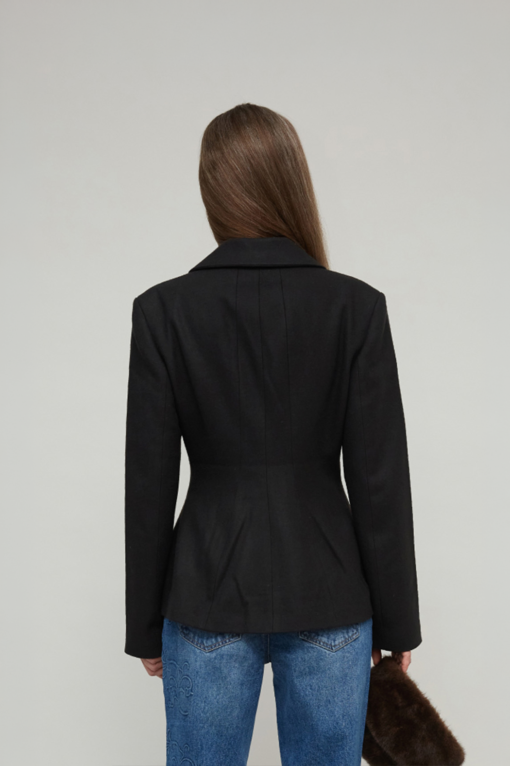 ORNELLA WOOL JACKET - BLACK
