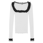 OpéraSPORT - Rosie Seamless Top, White with Black ruffles 