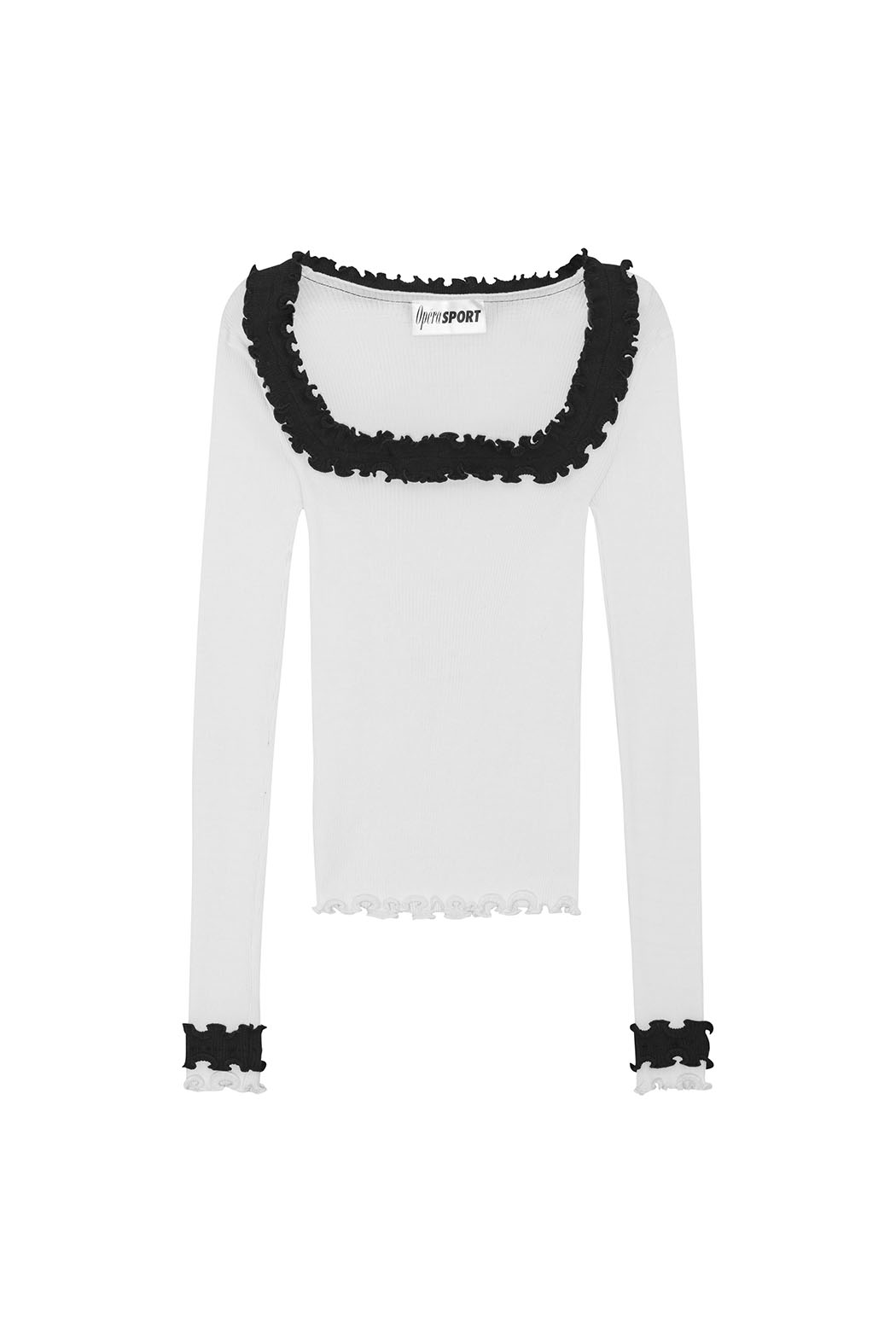 OpéraSPORT - Rosie Seamless Top, White with Black ruffles 