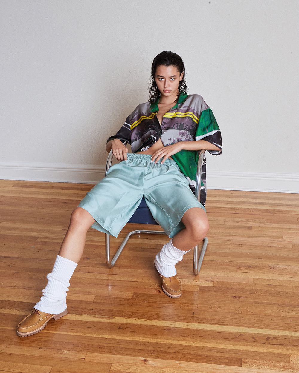 Opera sport +veneda ミントグリーン ハーフパンツ シルク OpéraSPORT + Veneda