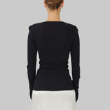 CLAIRE SEAMLESS TOP - BLACK