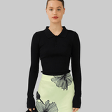 ARIA SEAMLESS POLO - BLACK