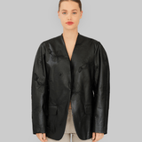 RUE VEGAN LEATHER JACKET - BLACK