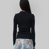 ARIA SEAMLESS POLO - BLACK