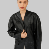 RUE VEGAN LEATHER JACKET - BLACK