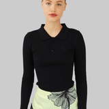 ARIA SEAMLESS POLO - BLACK