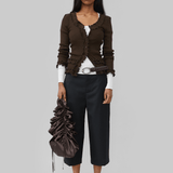CAROLINE SEAMLESS CARDIGAN - BROWN